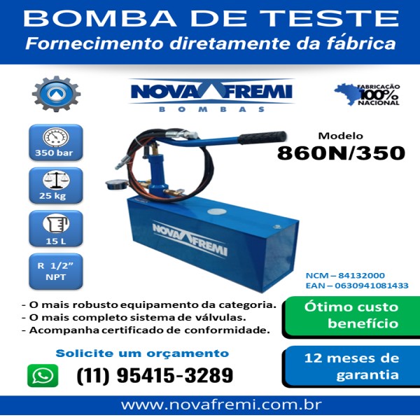 Bomba de teste hidrostático manual